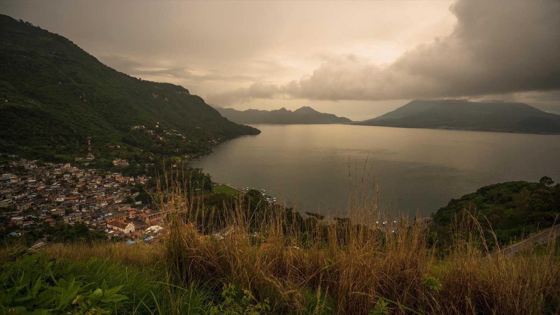 Golden light over Lake Atitl&aacute;n